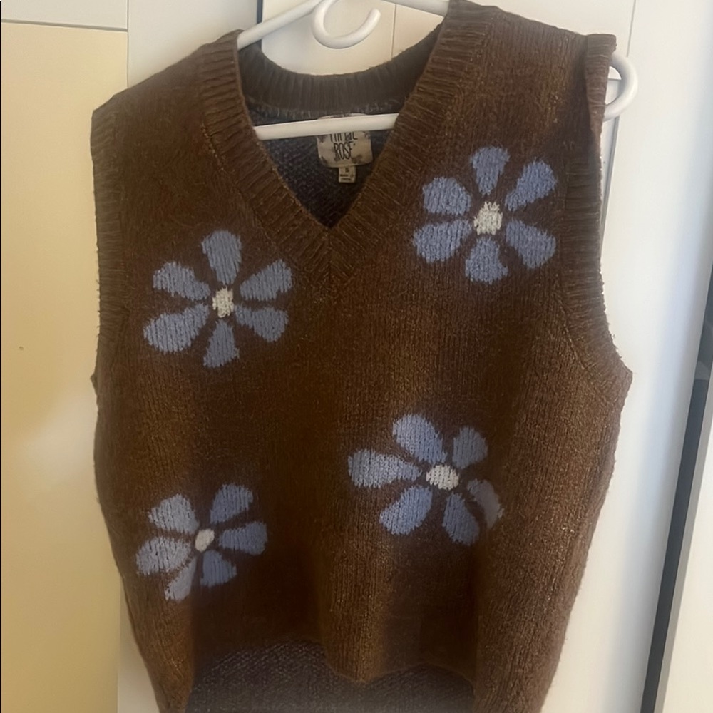 Vintage Vibes Brown Floral Sweater Vest